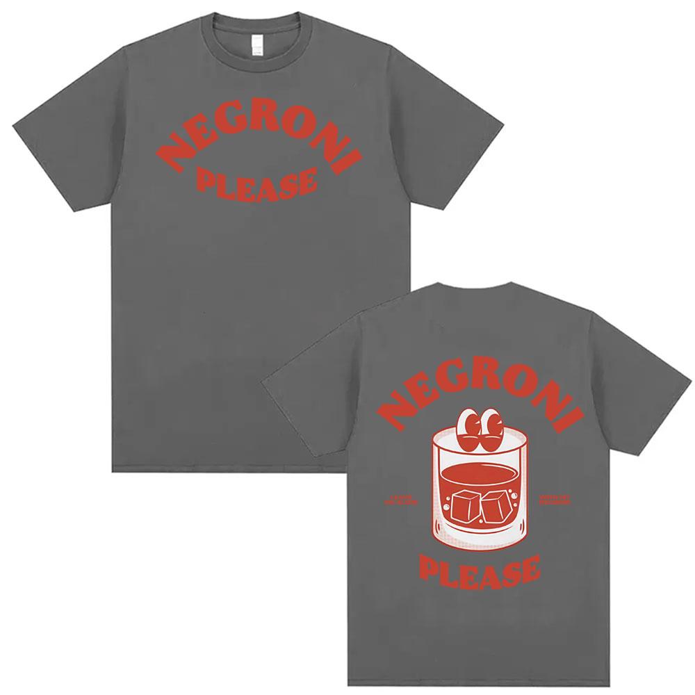 Negroni Please Cartoon Meme T Shirt Funny Cocktail Drink Cute Graphic T Shirts Men Women Hip Hop Summer Short Sleeve Tshirts
