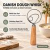 Danish Dough Whisk, Rubberwood Handle Stainless Steel Coil Mixer, Small and Medium for Baking