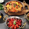 Stainless Steel Hammer Grain Seafood Paella Pan Flat Bottom Stock Pot Noodle Pot  Restaurant