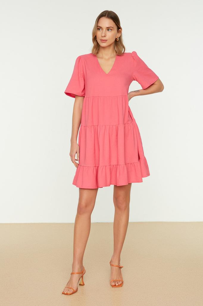 Women's Style Dress Emerald Green Wide Cut Mini Woven Dress