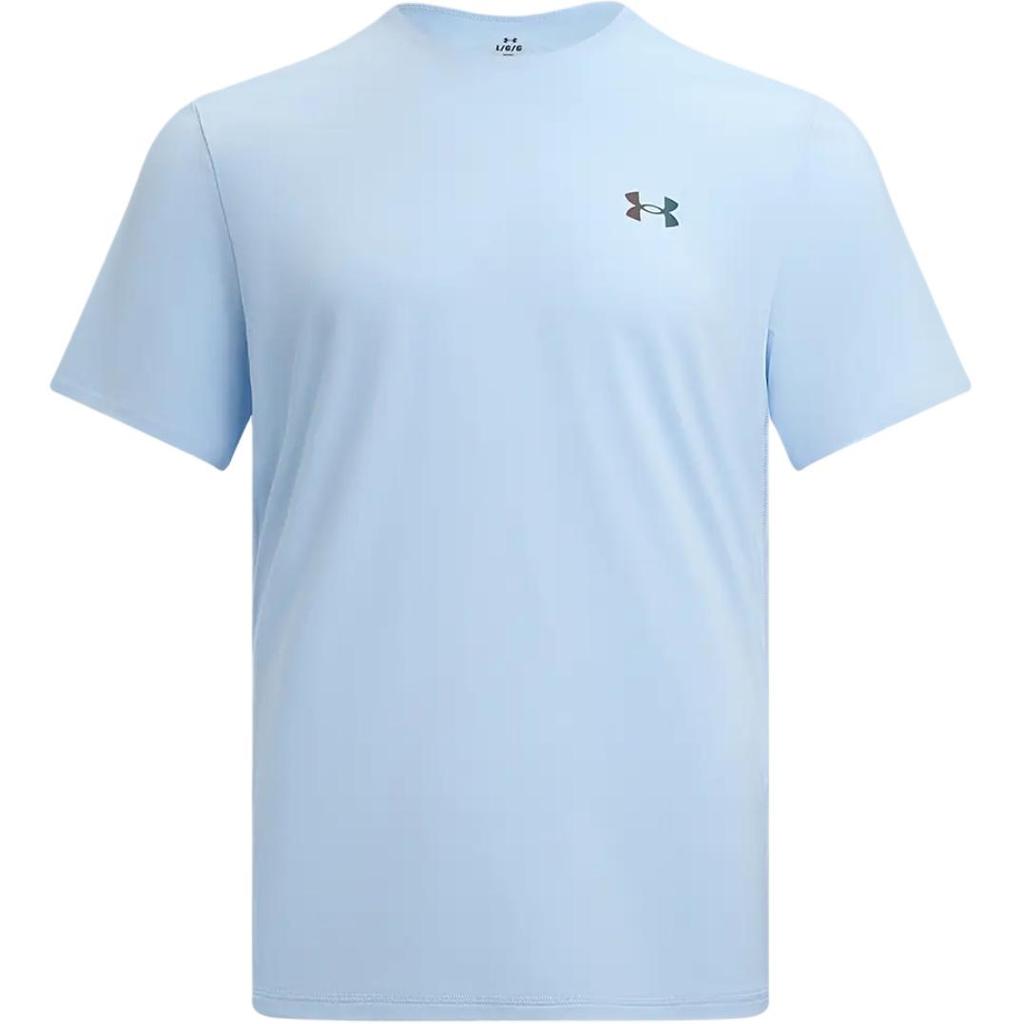 Under Armour Vanish Elite Vent Легкая сухая однотонная дышащая футболка с круглым вырезом и коротким рукавом с логотипом, мужские топы, облачно-голубой цвет 1383668-464
