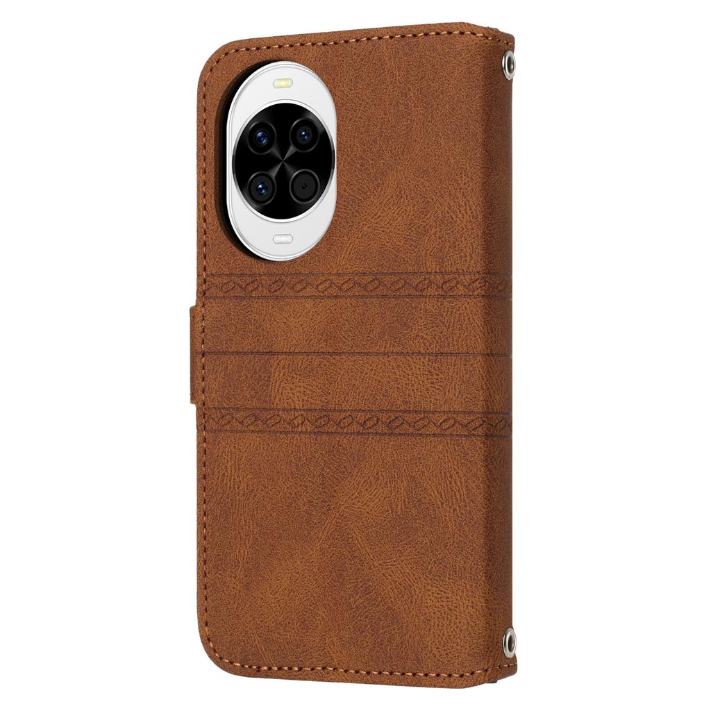 For Huawei nova 14 5G Case Wallet Skin-Touch Leather Imprinted Phone Cover with Wrist Strap