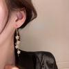 New Minimalist Long Tassel Earrings Elegant Delicate Flower Pendant Zircon Earrings Women 'S Ear Wire Premium Jewelry Party Gifts