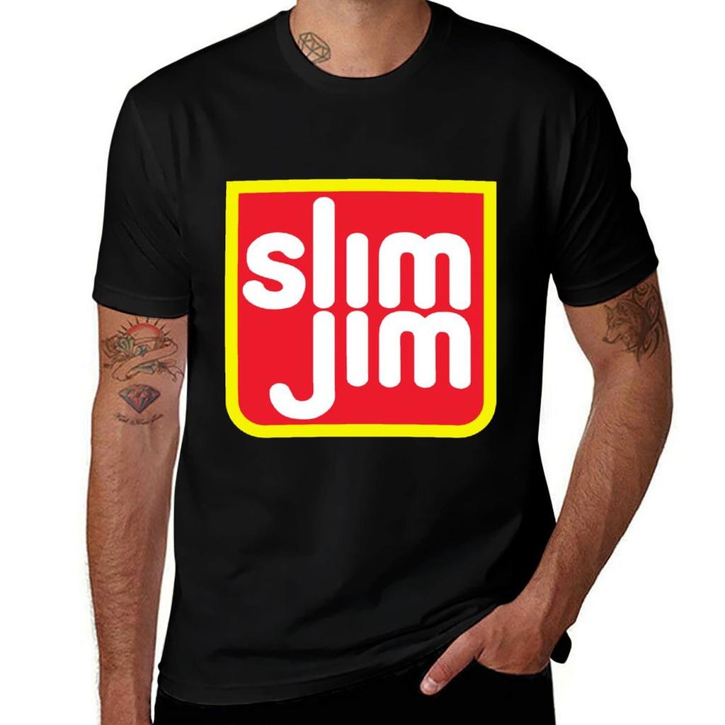 Мужская футболка Slim Jim, роскошная мужская футболка, 100% хлопок, футболка