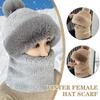 Woman Winter Warm Woolen Hat Scarf Set for Outdoor Windproof Cap Ear Protection