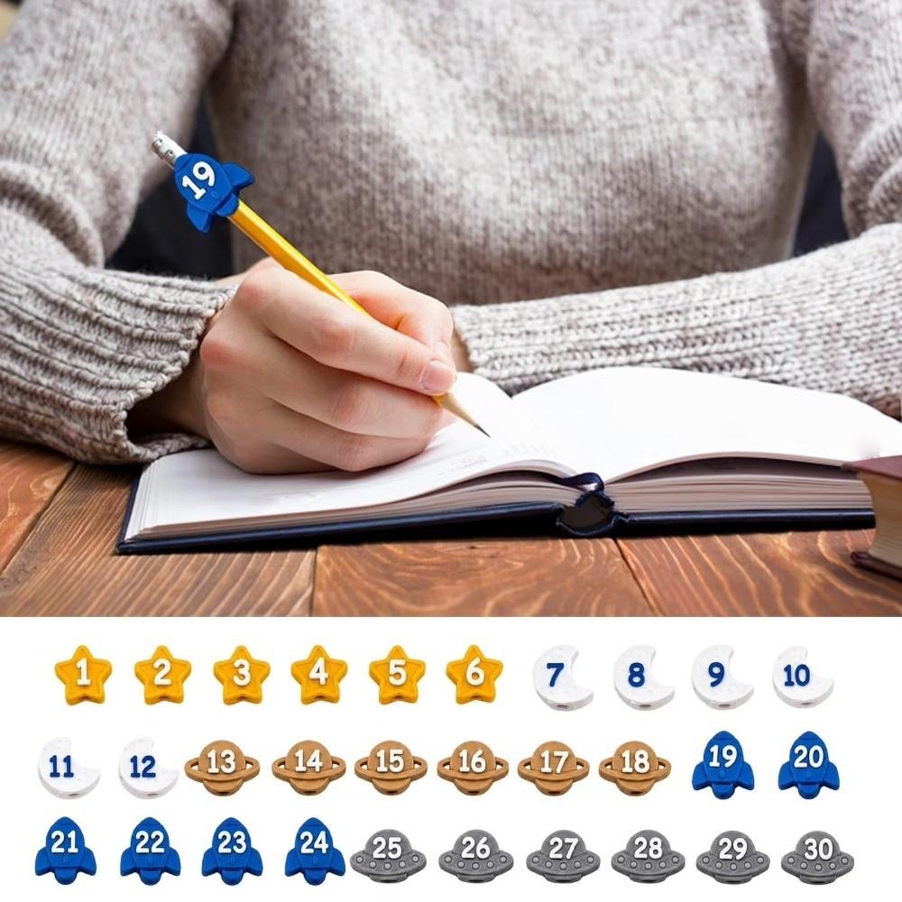 6/30PCS 1-30 Numbered Numbered Pencil Toppers Reusable Pencil Labels Classroom Organization