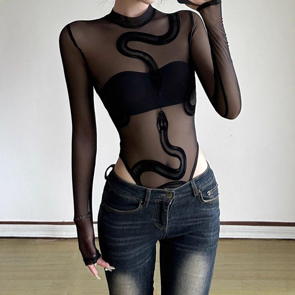 Transparent Mesh Thin Shapewear Seamless Slim Fit Bodysuit Long Sleeve Lace Jumpsuit Gifts