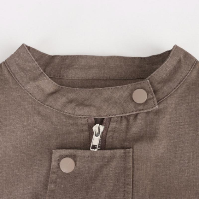 Shop   Women S Mock Neck Simple Daily Zip Bomber looSe Fit Brown Naru Wjp260054