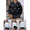 Women's Plus Size Tops Quilted Pattern 3D Hand-Crocheted Patchwork Loose Casual Pullover Sweater
