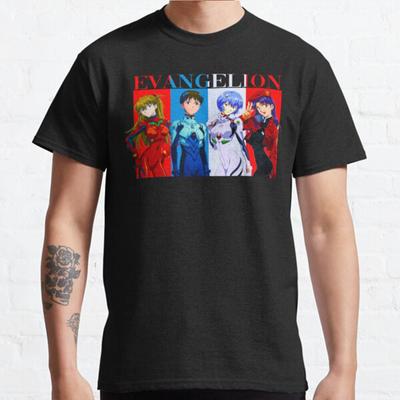 Летняя мужская мода повседневные рубашки с коротким рукавом Evangelion Langley черные футболки большие футболки