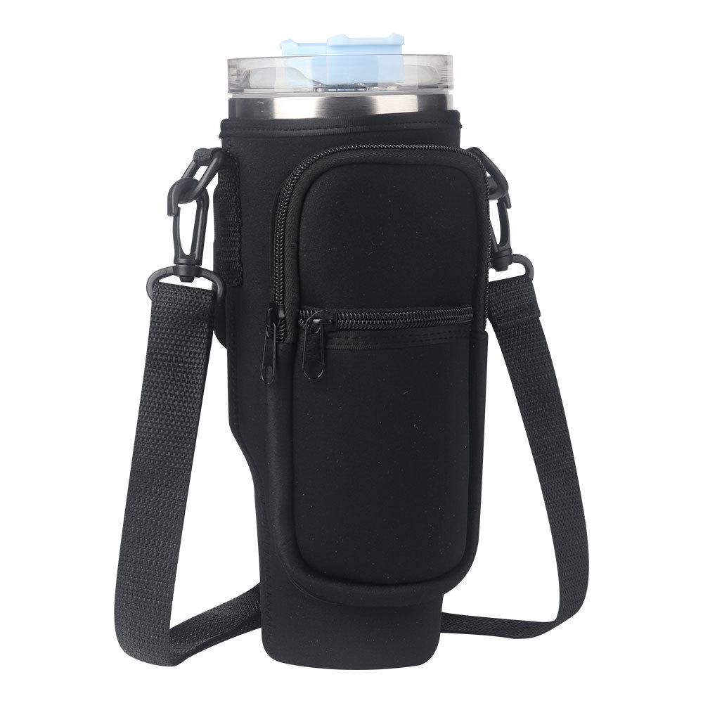 Water Bottle Carrying Case with Phone Pocket - Adjustable Shoulder Strap for Outdoor Travel and Sports