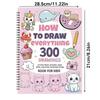 Kids Step by Step Drawing Workbook, Cute Animals Food Gift Pattern Learn To Draw Book