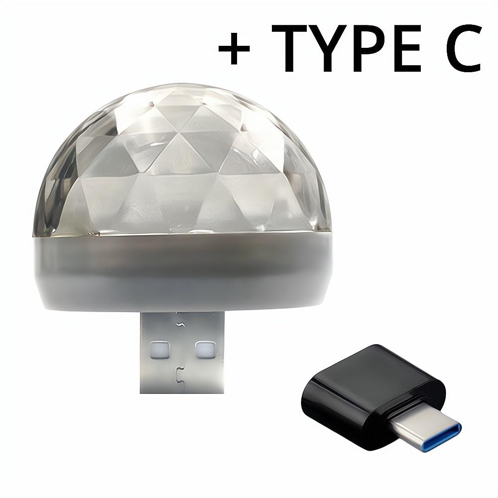 Автомобильный USB Ambient Light DJ RGB Mini Красочный музыкальный звуковой свет USB-C Интерфейс Apple Интерфейс Праздничная вечеринка Караоке