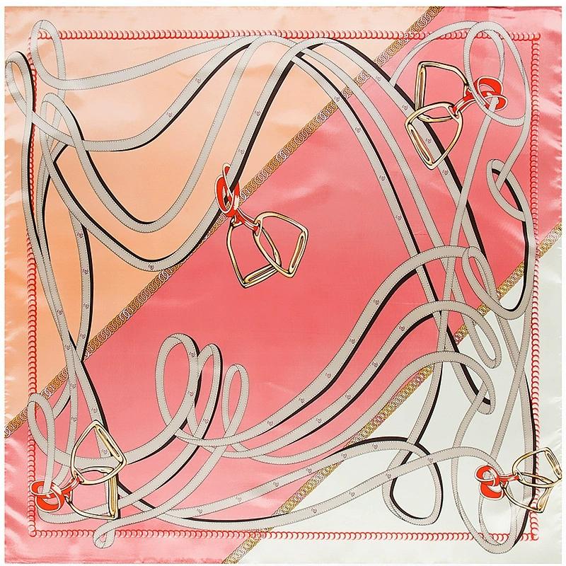 90*90cm Luxury Women Imitation Silk Chain Scarfs Female European Style Square Scarves Spring Summer Shawls For Ladies