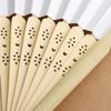 1/3PCS  Hand Held Fans White Silk Bamboo Folding Fans Handheld Folded Fan for Wedding Party DIY Decoration