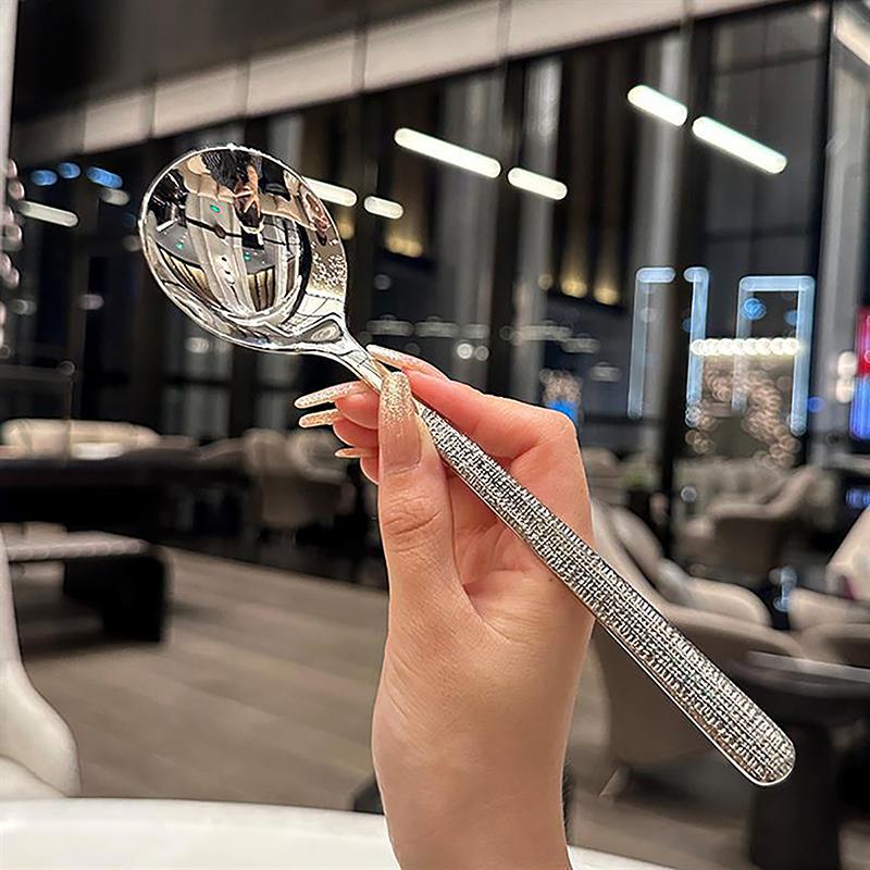 1Pcs Korean Stainless Steel Thickening Spoon Creative Long Handle Hotel Hot Pot Spoon Soup Ladle Home Kitchen Essential Tools