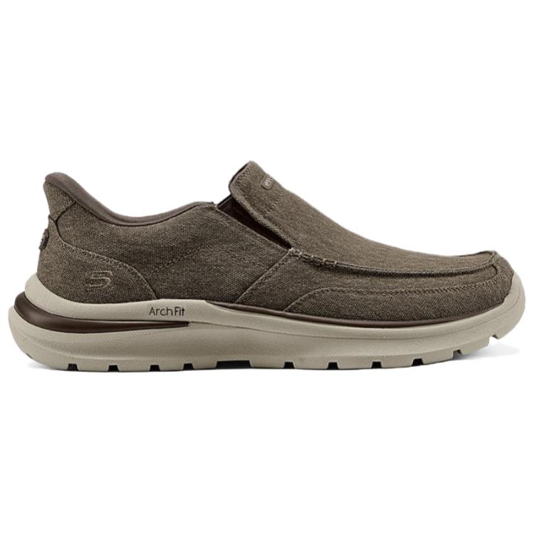 Skechers Повседневные дышащие низкие кеды из канваса для образа жизни Мужские кроссовки Коричневые 205490-BRN