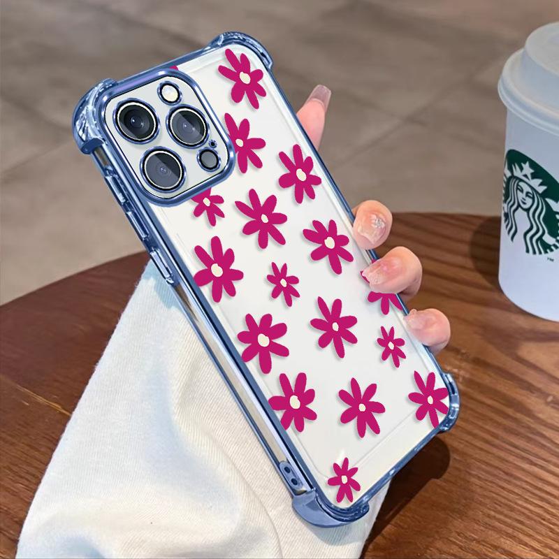 Простой нишевый высококачественный цветочный чехол для iPhone 15 с подушкой безопасности, чехол Apple 17 с защитой четырех углов от падения 16pm