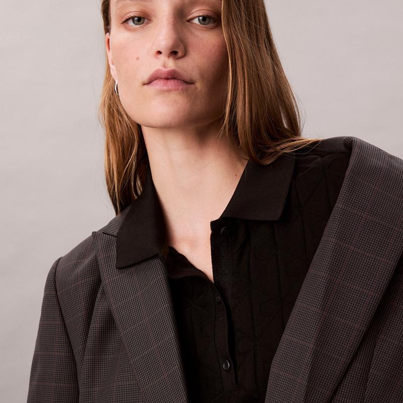 Calvin Klein Elegant Pattern Monogram Cotton Polo Dress Women Dresses 44D208G