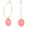 Les Trésors De Lily [Q2472] - Rose Gold 'Flamingo' Steel Designer Hoop Earrings - 33 Mm - 18x14 Mm