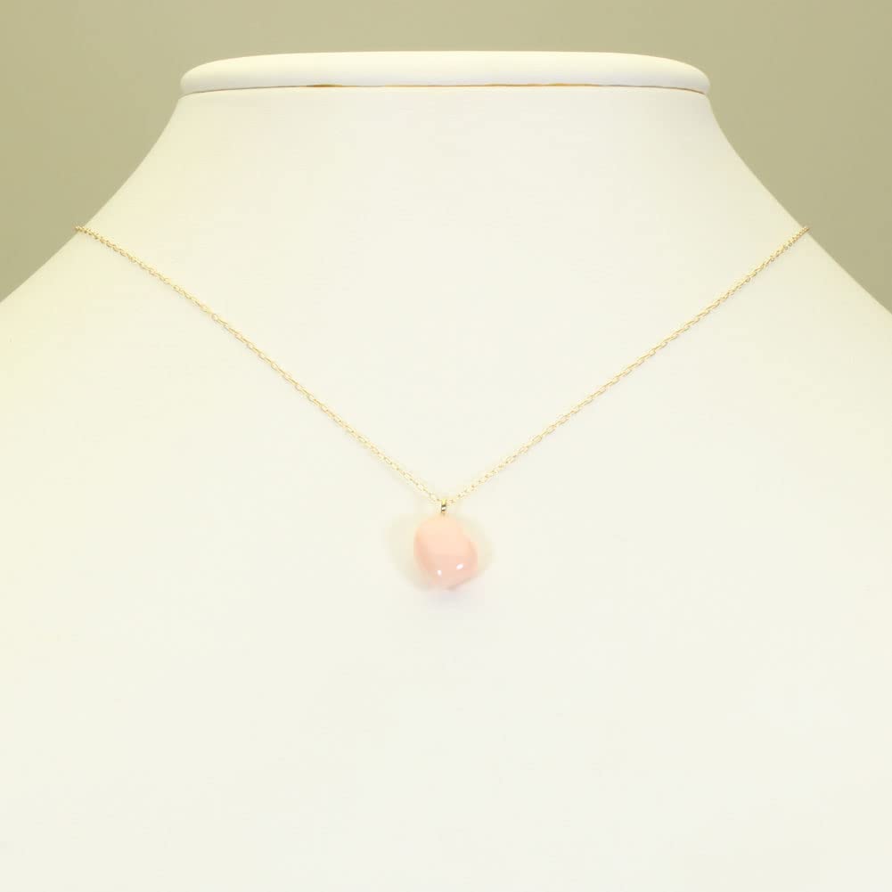 Sansui Pendant Necklace Heart Miss Coral Pink Single K18 Yellow Gold Undyed