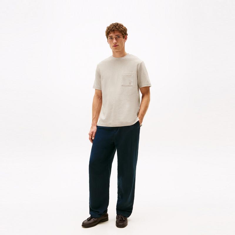 Tommy Hilfiger Мужская повседневная футболка с коротким рукавом из хлопкового пике с вышитым карманом MW0MW39365