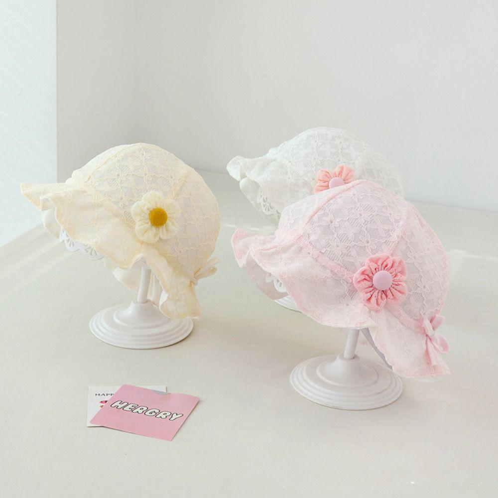 Sweet Infant Bucket Hat Lace Ruffle Baby Fisherman Hat Casual Newborn Sun Hat  Outdoor