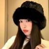 Winter Imitation Seto Fur Fisherman's Hat for Women Warm Soft and Waxy Plush Basin Hat Korean Style Face Showing Small Cold Proof Hat