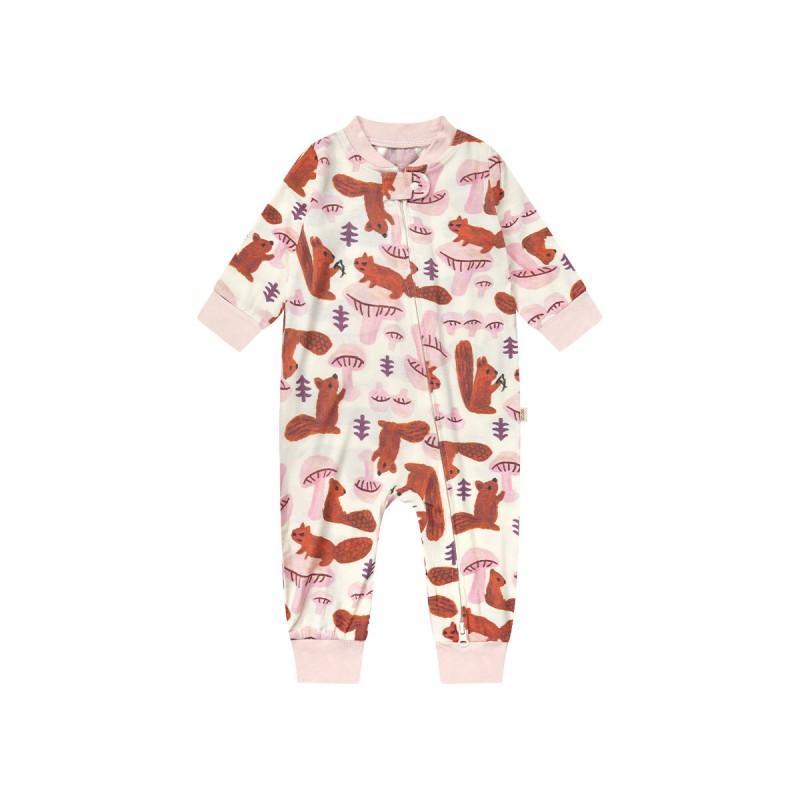 Unisex Baby Romper With Double-Zipper A-Grade Cotton Blend Long Sleeve Sleepwear Fall