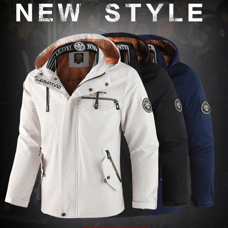 Американская весна осень новая мода мужская повседневная трендовая однотонная куртка с длинным рукавом на молнии с капюшоном для улицы мужское пальто одежда топы