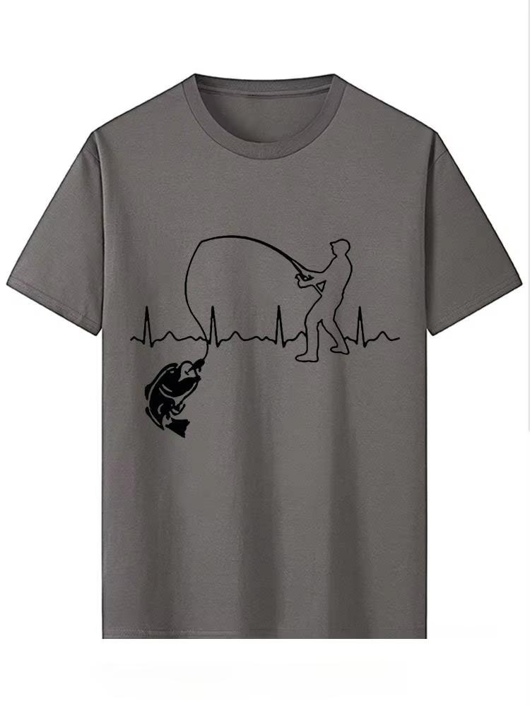 Летний уличный стиль Ешь Спи Рыбалка Принт Сердцебиение Футболка с коротким рукавом Мужская Модная Повседневная Рыбак Рыба Мужская футболка