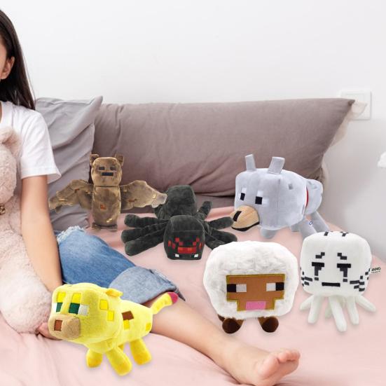 Милый Яркий Вид Высокая Симуляция Удобная Плюшевая Кукла Minecraft Мягкая Мультяшная Игровая Кукла Свинья Кальмар Кот Плюшевая Игрушка Домашнее Украшение