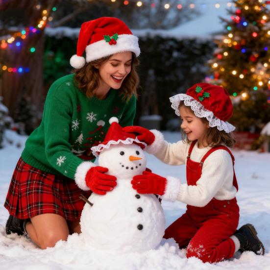 Mrs. Claus Costume for Adult Women Santa Claus Red Berry Bonnet Mob Cap