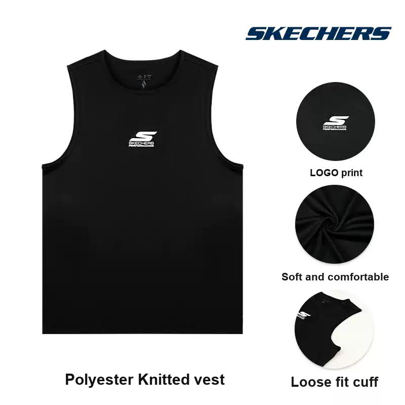 Skechers Мужская серия спортивной одежды для бега Дышащий Быстросохнущий Круглый вырез Жилет Мужские топы P225M288-0018