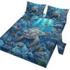 4-Piece Bed Sheet Set For Sea Turtles, Including 1 Flat Sheet, 1 Extra-Large Flat Sheet, 2 Pillowcases (Blue Tone, Seaside View)