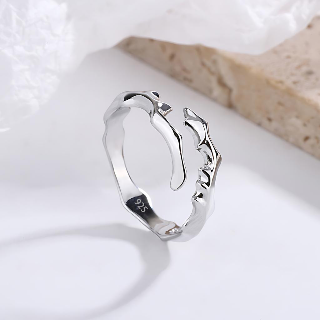 Sam Panda Кольца 925 пробы для женщин Простые Геометрические Ручной работы Неправильные Ретро Кольцо Золотой Циркон Аллергия Для Подарка на День Рождения