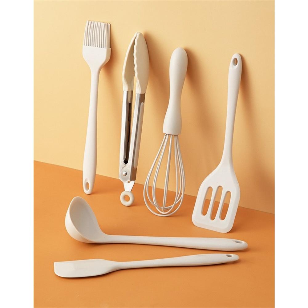 6-Piece Mini Silicone Kitchen Utensil Set - Heat-Resistant Non-Stick Kitchen Tools, Includes Spatula, Scraper, Whisk, Food Tongs
