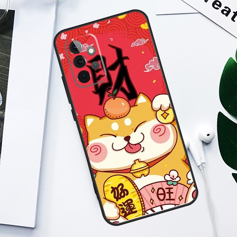 Китайская милая счастливая кошка Для Samsung Galaxy A52 A22 A32 A54 A34 A14 A55 A35 A15 A53 A33 A13 A05 A06 A16 Чехол для телефона