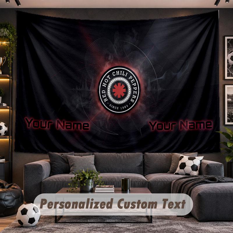 Wall Hanging Tapestry Custom NameRed Hot Chili Peppers Pattern Personalized Printed Fabric Wall Decor