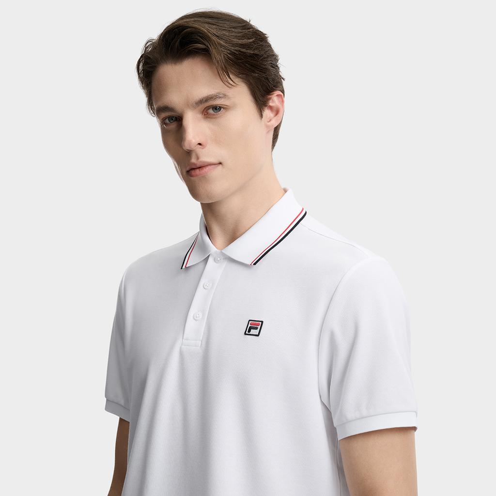 Fila ФК. Модная Классическая Простая Ретро Повседневная Удобная Универсальная Вязаная Рубашка Поло с Коротким Рукавом Мужская одежда Белая F11M621102FWT