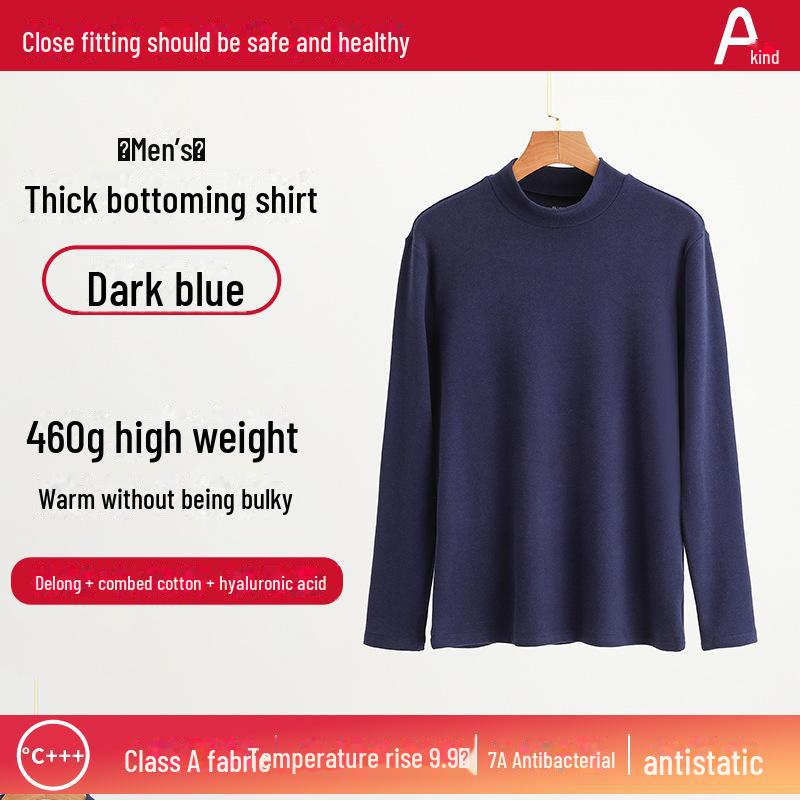 Женская терморубашка из утолщенного бархата с полувысоким воротником на осень