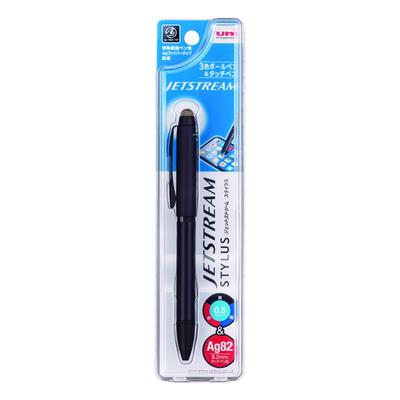 Mitsubishi Pencil Трехцветная шариковая ручка и стилус, Jetstream Stylus, вращающаяся выдвижная, 0,5 мм, черная, легко писать, SXE3T24005P24