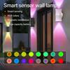 Светодиодный настенный светильник с датчиком движения, трехцветный RGB, перезаряжаемый, двухголовочный магнитный прожектор для спальни, прихожей, лестницы, окружающее освещение