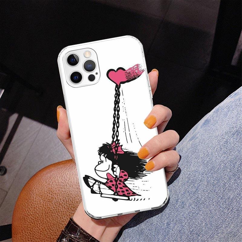 Cartoon Cute Mafalda Phone Case For iPhone 17 Air 16 Pro Max 16E 15 + 14 Plus 11 12 13 Mini 7 8 SE Gift Print Cover Fundas