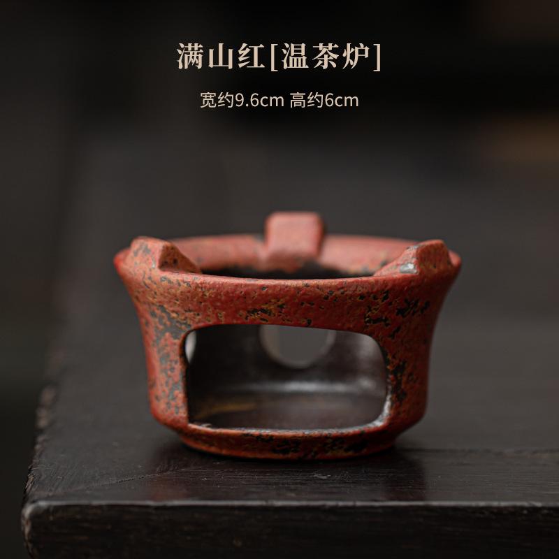 Старая Скала Глина Гора Красный Чай Подогреватель Подставка Свеча Нагреватель Плита Чайник Подставка Кипящая Вода Угольная Печь Посуда Принадлежности