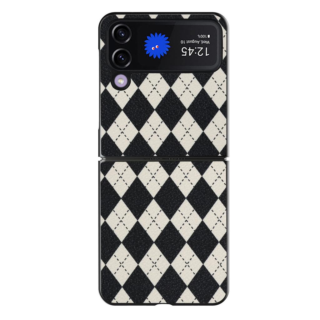 Применимо к чехлу для мобильного телефона Huawei P50 Pocket, ромбовидный кожаный узор, складной чехол из поликарбоната для zflip3/4/5, защитный чехол, Япония и Южная Корея