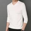 Men Fall Spring Top V Neck Long Sleeves Pure Color Slim Fit