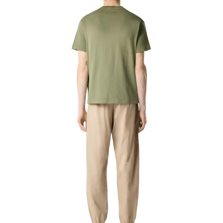 STONE ISLAND Ss26 Fissato Окрашенная в готовом виде Футболка с карманом и логотипом с коротким рукавом Мужская футболка Стирка-Зеленый L1S152100032S0057-V015G