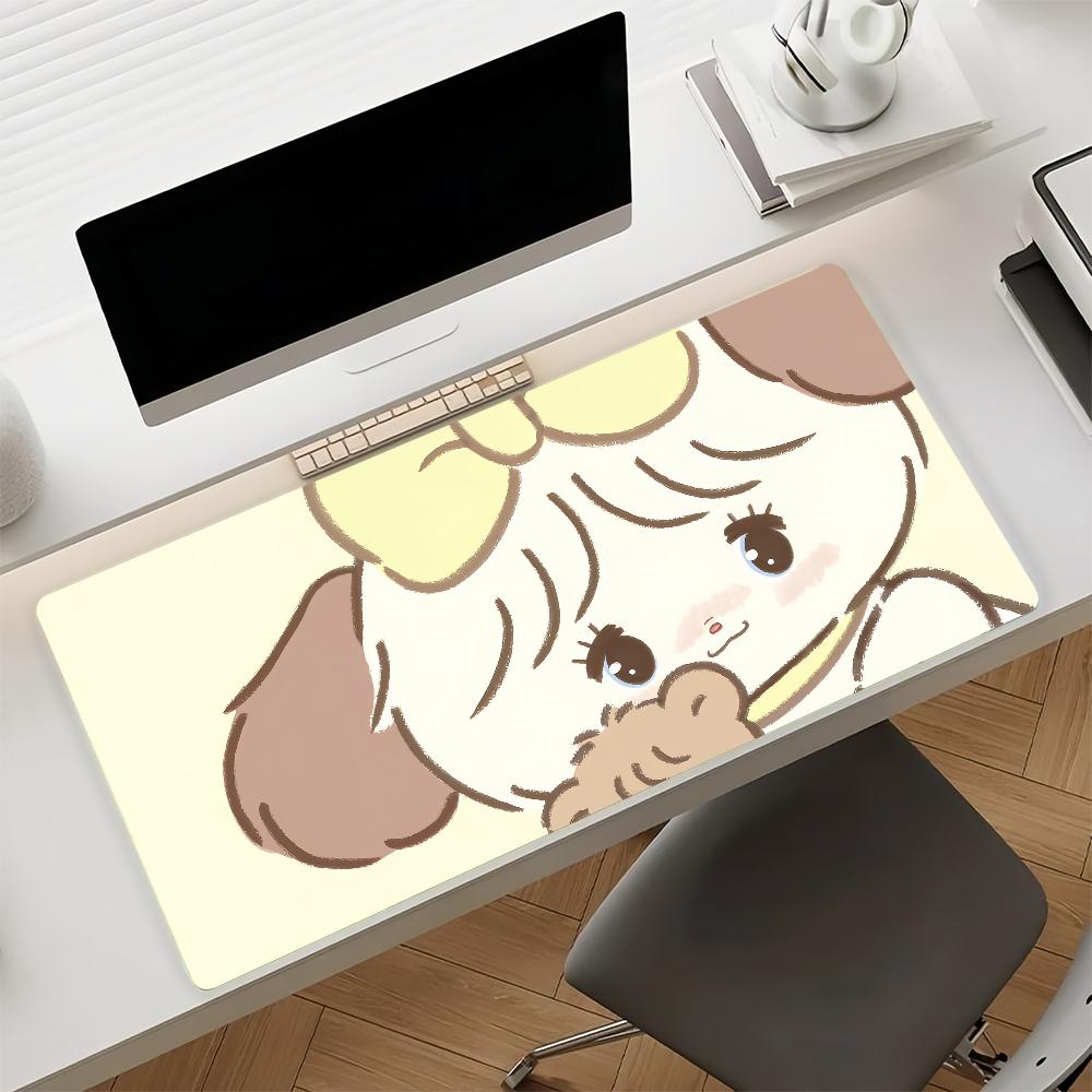 Gaming Mouse Pad Large Desk Mat Antislip Stitched Edges Cute Pink Cartoon Cat Nonslip Mat for Gaming Office Use