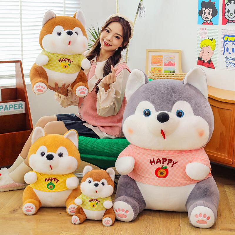 Милая фруктовая плюшевая игрушка хаски, кукла-когтевая машина, кукла, детская подушка для сна, яблоко, собака шиба